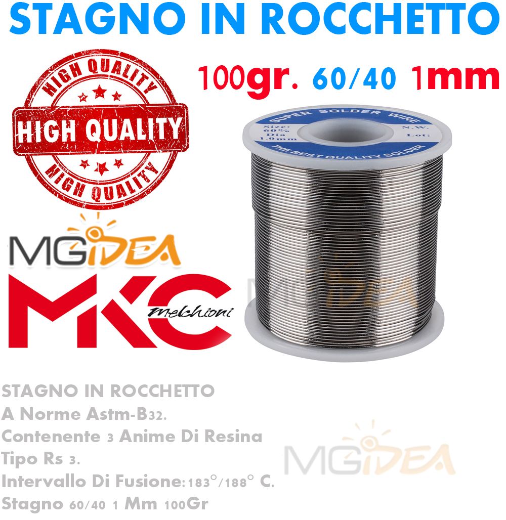 Stagno 1/2kg 500grammi 1mm lega 60-40 rocchetto TIN 500GR - Ipertronica by  AGS Electronics srl